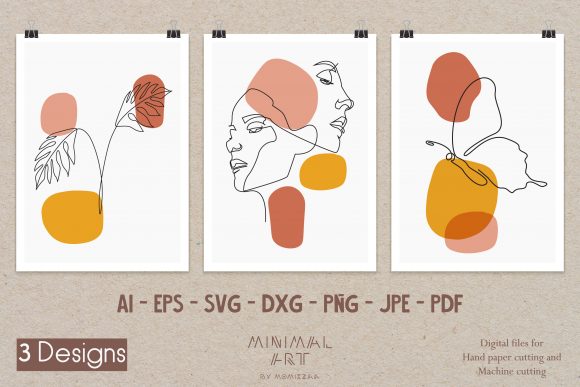 3 Designs Butterfly Faces Woman Wall Art: Graphics & Illustrations