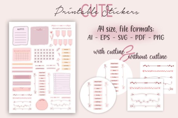 Bullet Journal Sticker Sheet: Graphics & Print Templates