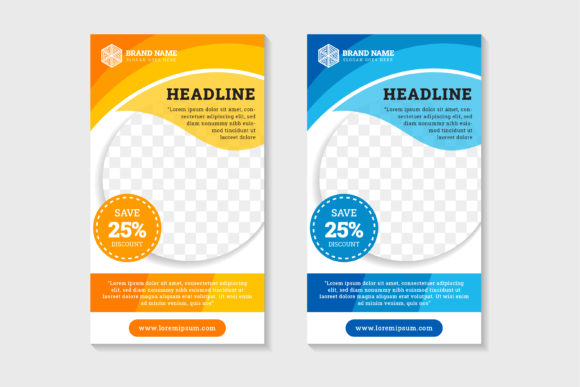 Curve Circle Vertical Banner Orange Blue: Graphics for Flyers Amp