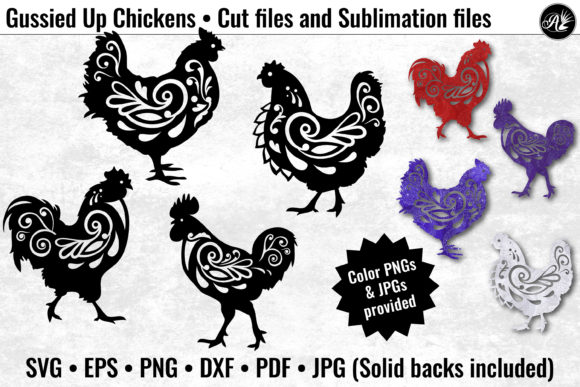 Gussied Up Chickens: Rustic Graphics & Illustrations