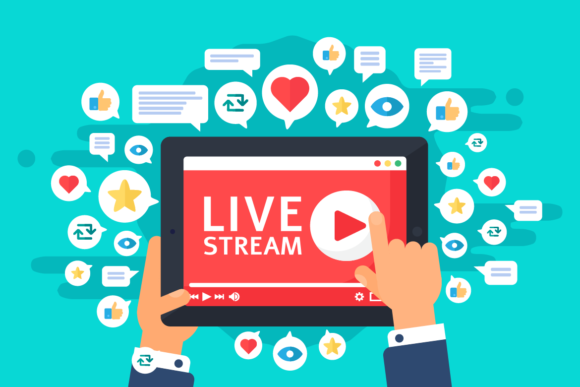 Review: Live Stream on Tablet Top View Concept