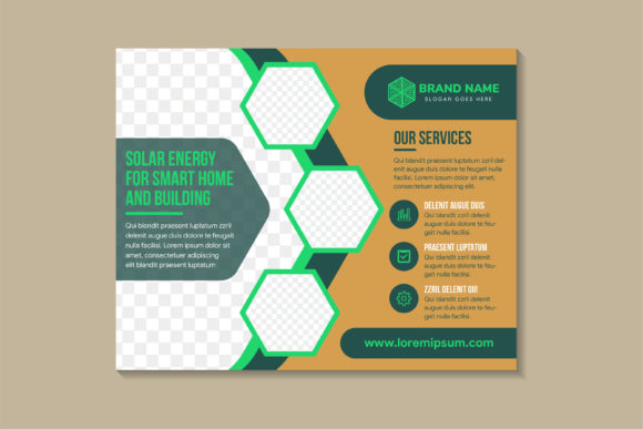 Solar Energy Flyer: Green & Brown Graphics for Print Templates