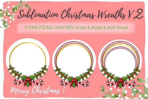 Sublimation Christmas Wreaths V2: Premium Graphics & Illustrations