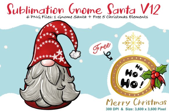 Sublimation Gnome Santa V12: Graphics & Illustrations