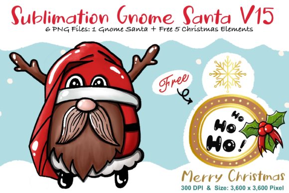 Sublimation Gnome Santa V15: Graphics & Illustrations