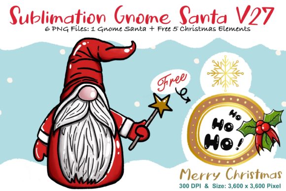 Sublimation Gnome Santa V27: Graphics & Illustrations