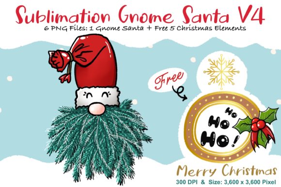 Sublimation Gnome Santa V4: Graphics for Illustrations