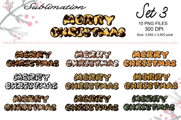 Sublimation Merry Christmas Set 3: Graphics & Illustrations