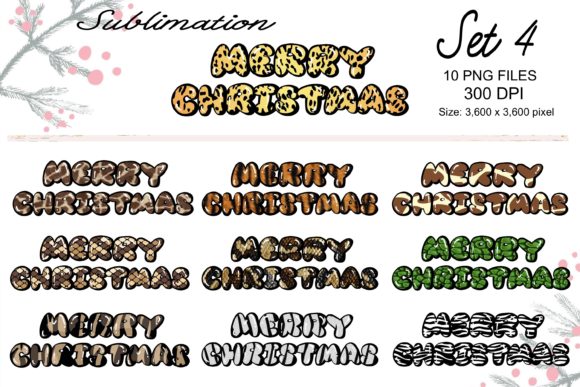 Sublimation Merry Christmas Set 4: Graphics & Illustrations