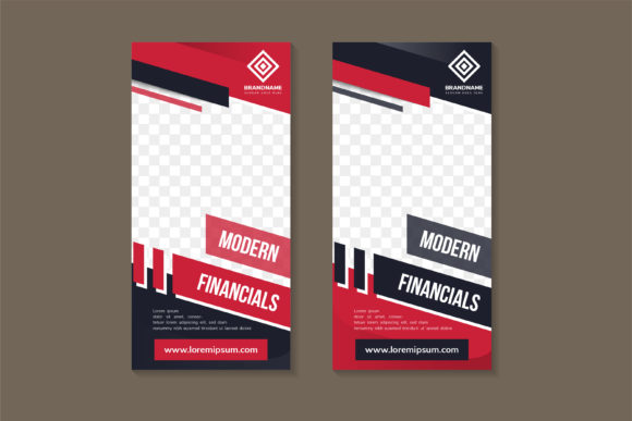 Vertical Modern Financials Banner Blue: Graphics & Print Templates